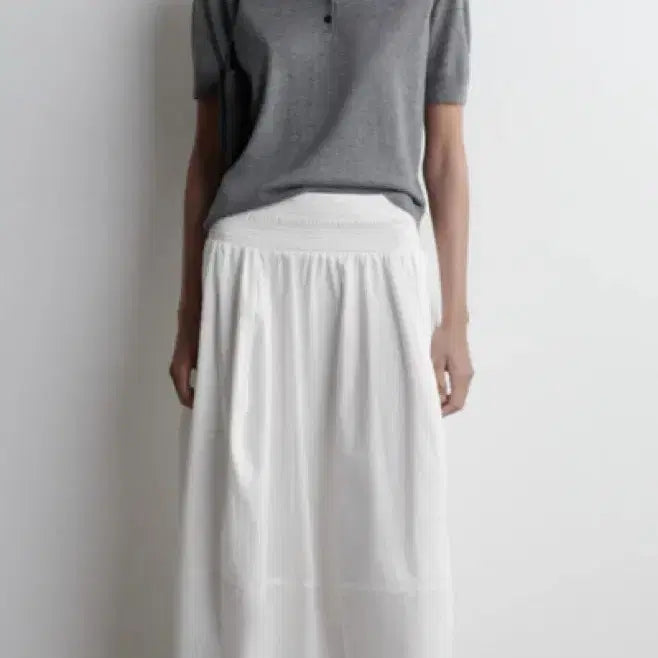 [BUNJANG] COS Smoking Panel Midi Skirt White S / COS 코스 스모킹 패널 미디스커트 화이트 S 스몰