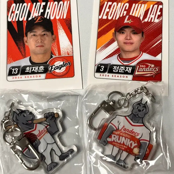 [BUNJANG] SSG Keyring & Tti-bbo Seal Set (Jeong Jun-jae, Hanwha Choi Jae-hoon) / 급처) 롯데웰푸드 SSG 키링 + 정준재 띠부씰 , 한화 띠부씰 팝니다!