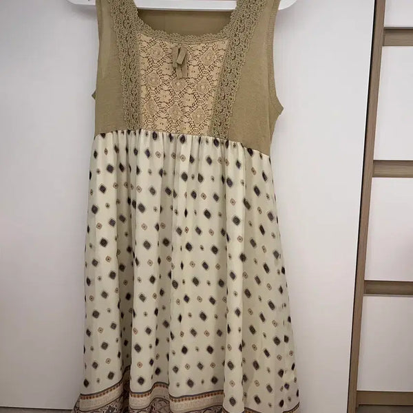 [BUNJANG] Vintage Pattern Chiffon Dress / 빈티지 패턴 쉬폰 원피스