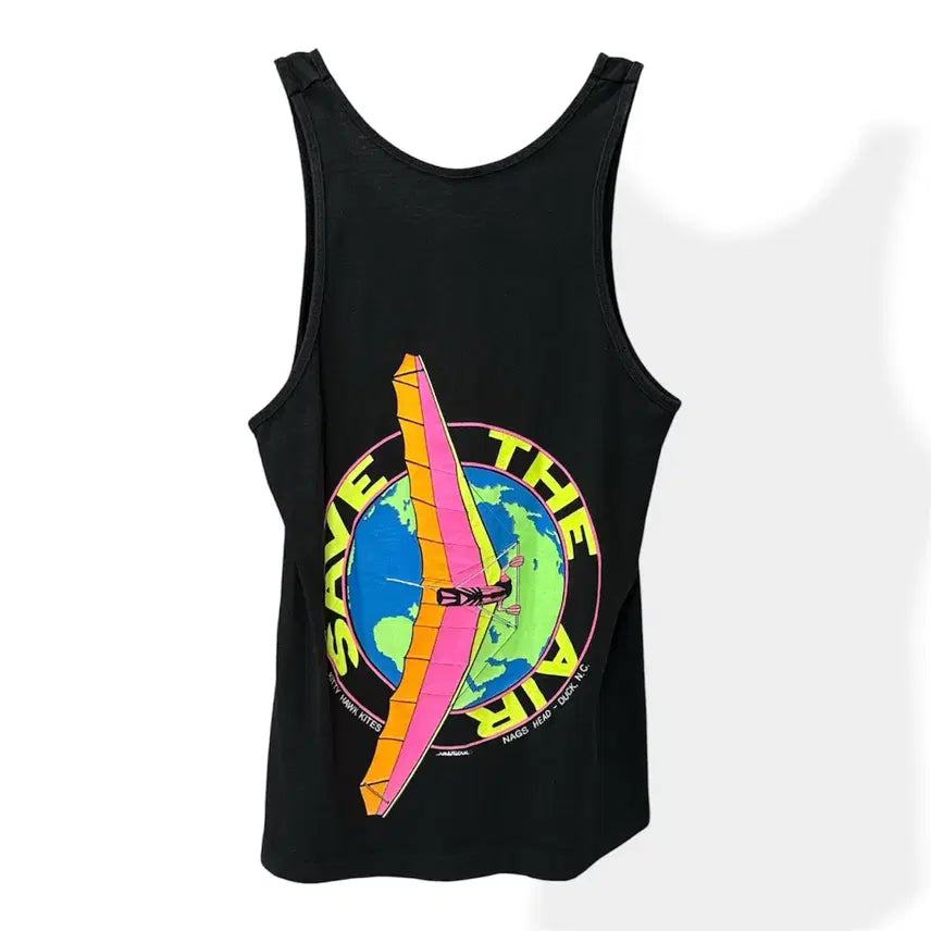 [BUNJANG] 90s Fruit of the Loom Kitty Hawk Kites Graphic Tank Top / 90s 프룻 오브 더 룸 빈티지 나시 민소매 탱크탑 티셔츠