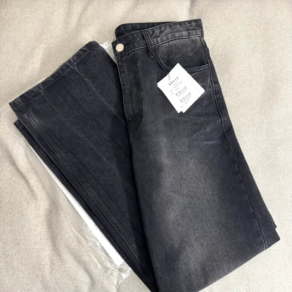 [BUNJANG] Solid Homme Black Washed Denim Pants / 솔리드옴므 바지 블랙 워싱 데님팬츠