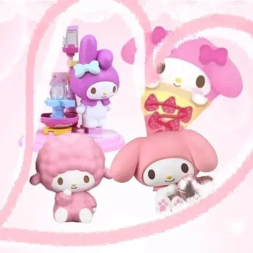 [BUNJANG] Sanrio My Melody "City Stroll" Block Figure & "Pizza" Pouch Mascot Bundle / <마이멜로디> 산리오 굿즈 SET