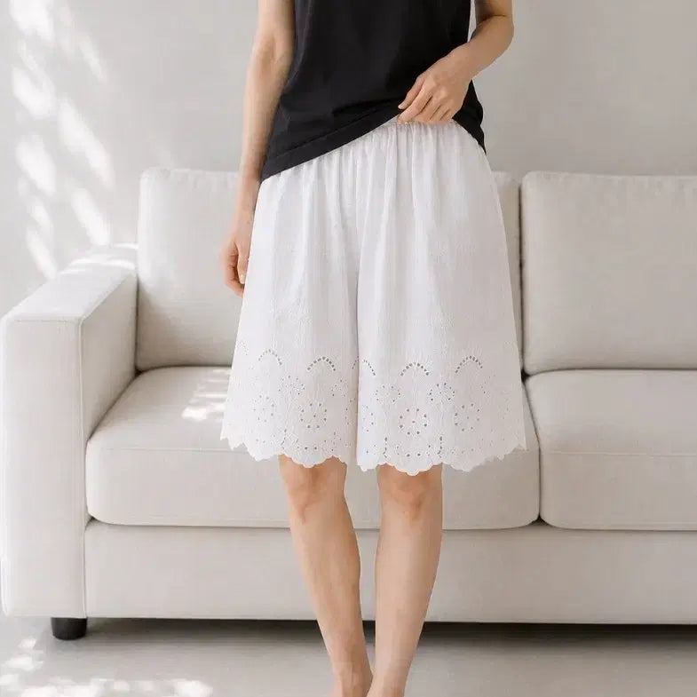 [BUNJANG] Punch Lace Underpants White / 펀칭 레이스 속바지 화이트