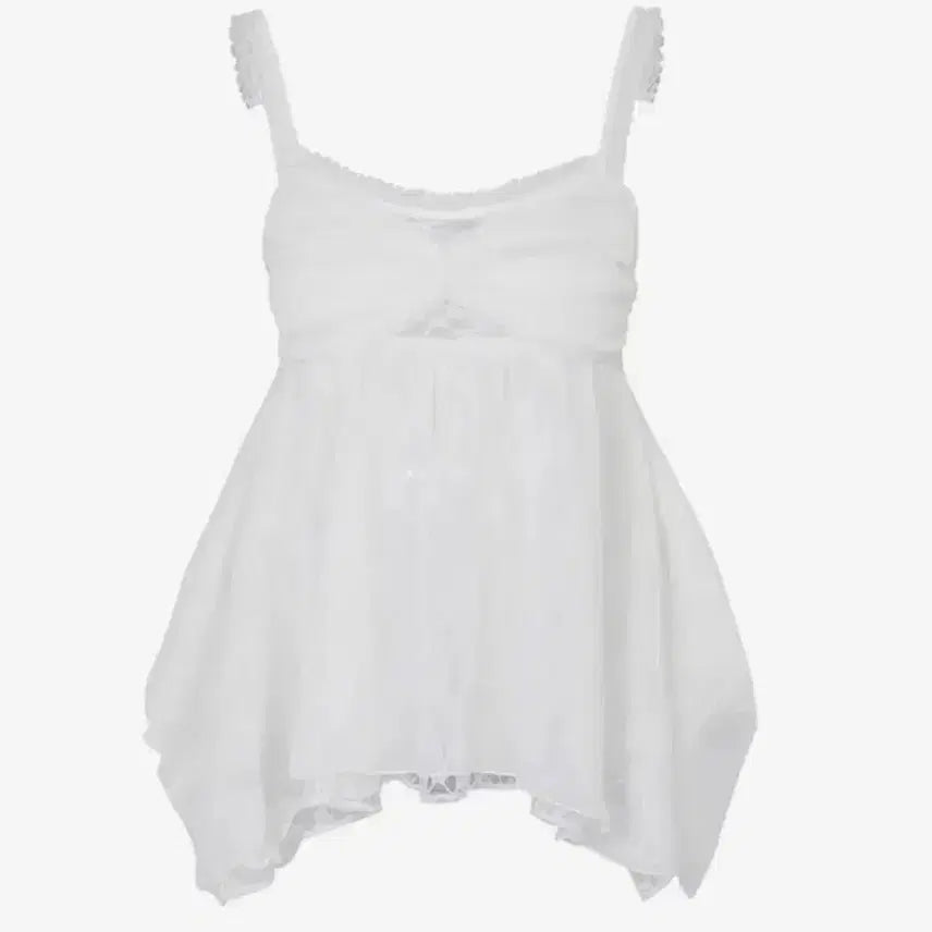 [BUNJANG] Pain Or Pleasure Rose Shirring Top White / 판매/구함) S -> M 페인오어플레져 로즈 셔링 탑 화이트