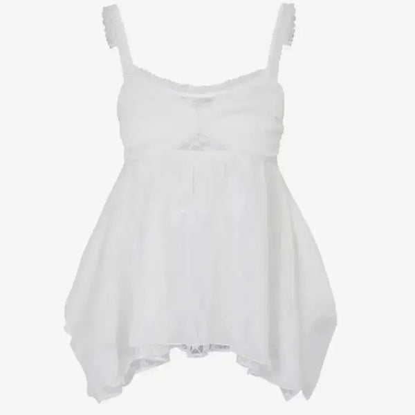 [BUNJANG] Pain Or Pleasure Rose Shirring Top White / 판매/구함) S -> M 페인오어플레져 로즈 셔링 탑 화이트