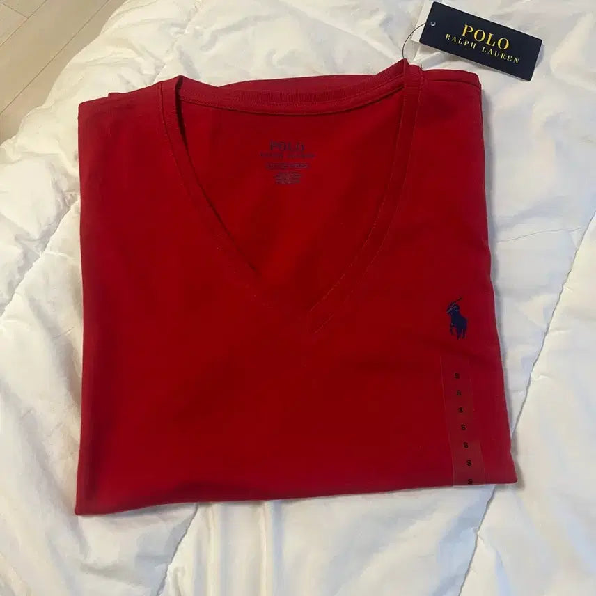 [BUNJANG] Polo Ralph Lauren Women's V-Neck Short Sleeve T-Shirt / 폴로 랄프로렌 새상품 여성용 반팔티 브이넥