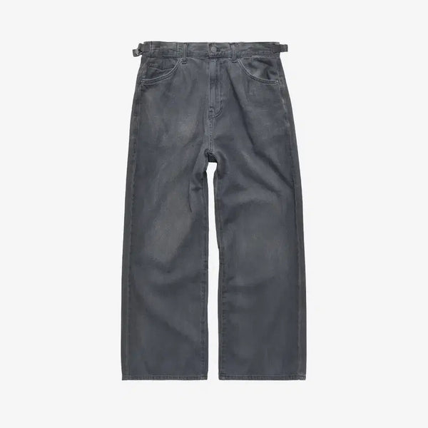 [BUNJANG] Politeru Goshima Coated Denim Pants Blue Charcoal / [3] 폴리테루 코티드 고시마 데님 팬츠 블루 차콜