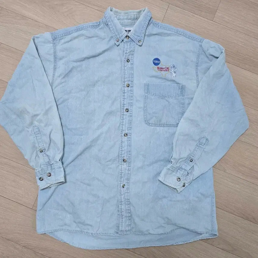 [BUNJANG] Doughboy Bake-Off Embroidered Denim Shirt / 도우보이 Bake-Off 자수 데님셔츠 M