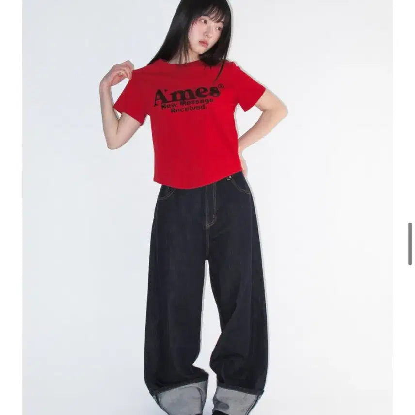 [BUNJANG] Ames Red Short Sleeve T-Shirt / 아메스 Ames 레드 반팔 티셔츠