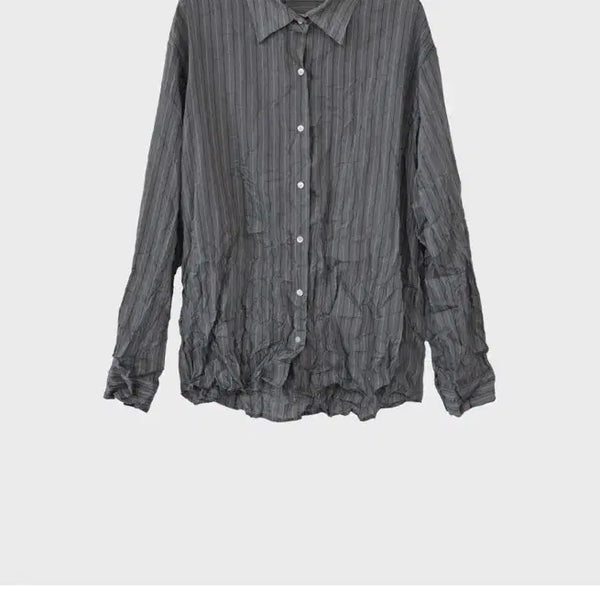 [BUNJANG] Atmosphere Wrinkle Stripe Shirt (Grey) / atmosphere WRINKLE STRIPE SHIRTS (GREY)