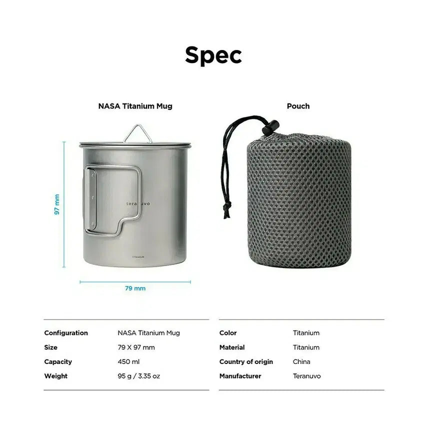[BUNJANG] NASA Camping Titanium Mug 450ml / NASA 나사 캠핑 티타늄 머그컵 미사용 새상품
