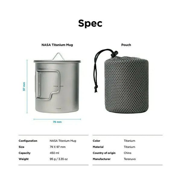 [BUNJANG] NASA Camping Titanium Mug 450ml / NASA 나사 캠핑 티타늄 머그컵 미사용 새상품