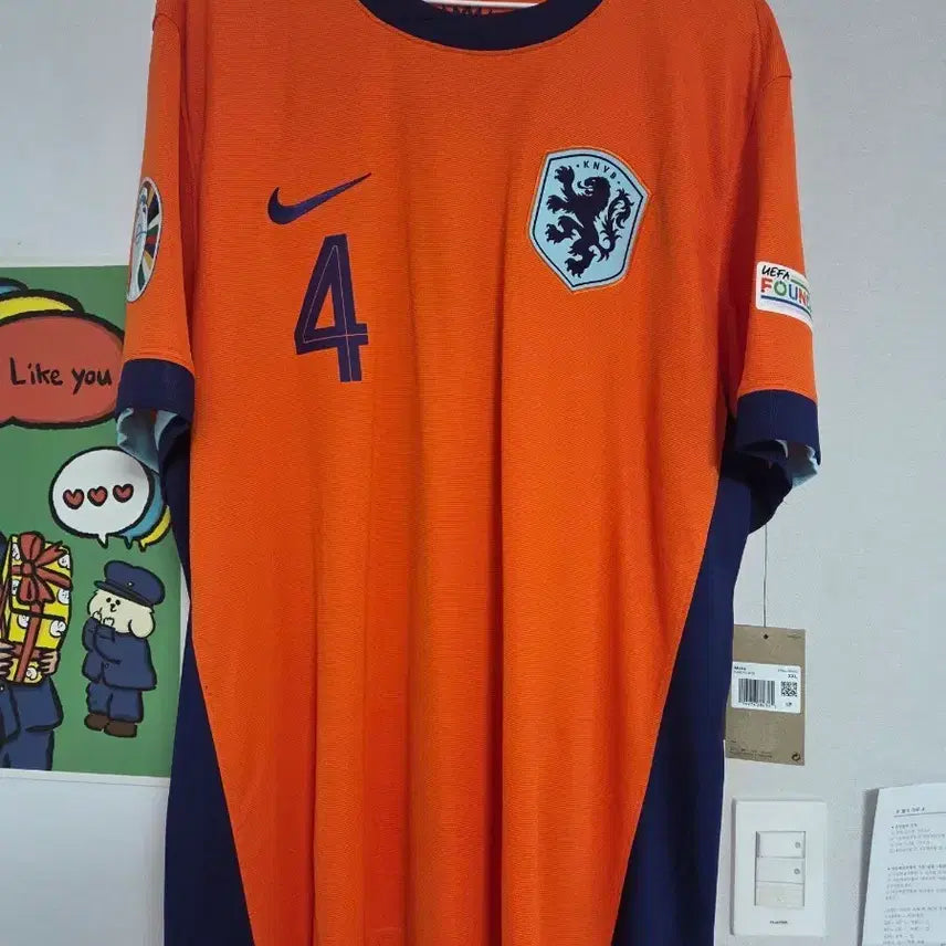 [BUNJANG] Netherlands National Football Team 2024-2026 Home Jersey Van Dijk #4 XXL / 24-26 네덜란드 홈 No.4 반다이크