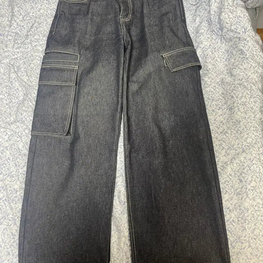 [BUNJANG] Martin Plan Denim Cargo Wide Pants (Size L) / 마틴플랜 데님 카고 와이드 팬츠 L