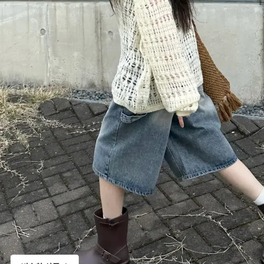 [BUNJANG] Shinsh Carpenter Work Blue Denim Bermuda Shorts / 신시 카펜터 워크 청 반바지 버뮤다팬츠 데님팬츠