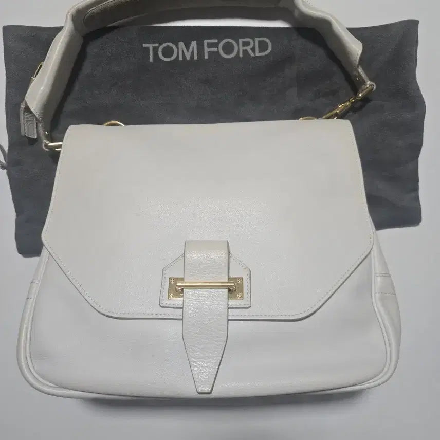 [BUNJANG] Tom Ford Genuine White Leather Shoulder Bag / 톰포드 정품 화이트 레더 숄더백