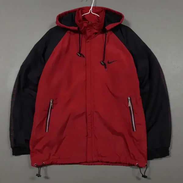 [BUNJANG] Nike 90s Old School Windbreaker Hooded Jacket / 급전)90s 나이키 버건디 레드 올드스쿨 바람막이 윈드브레이커 후드 자켓