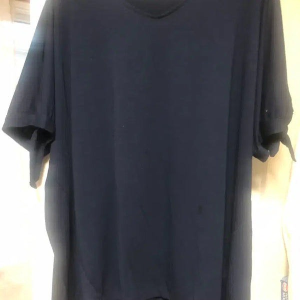 [BUNJANG] Navy V-Neck Ribbon Short Sleeve T-Shirt (Plus Size 77-88) / 네이비 V넥 리본 반팔 티셔츠 큰사이즈 77-88