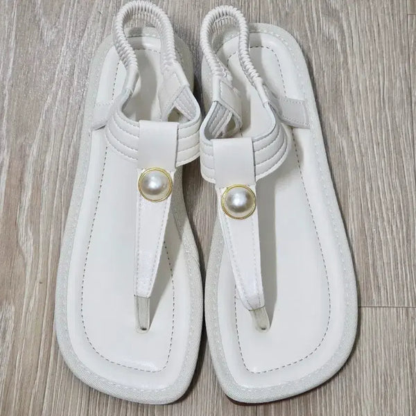 [BUNJANG] Women's Pearl Detail Flat Sandals - Size 235 / 여성쪼리샌들 235 새상품