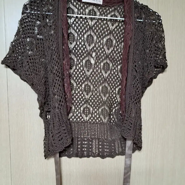 [BUNJANG] THE MUSE Brown Vintage Bolero Cardigan / THE MUSE 빈티지 반팔 브라운 볼레로 가디건