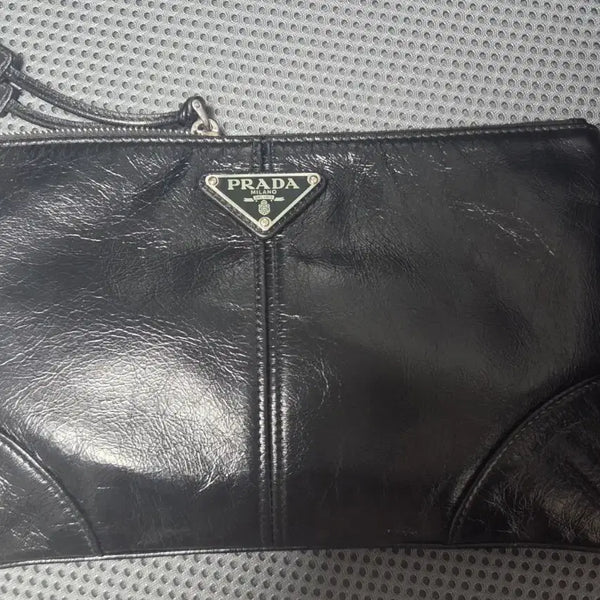 [BUNJANG] Prada Black Leather Pouch / 프라다 블랙 가죽 파우치