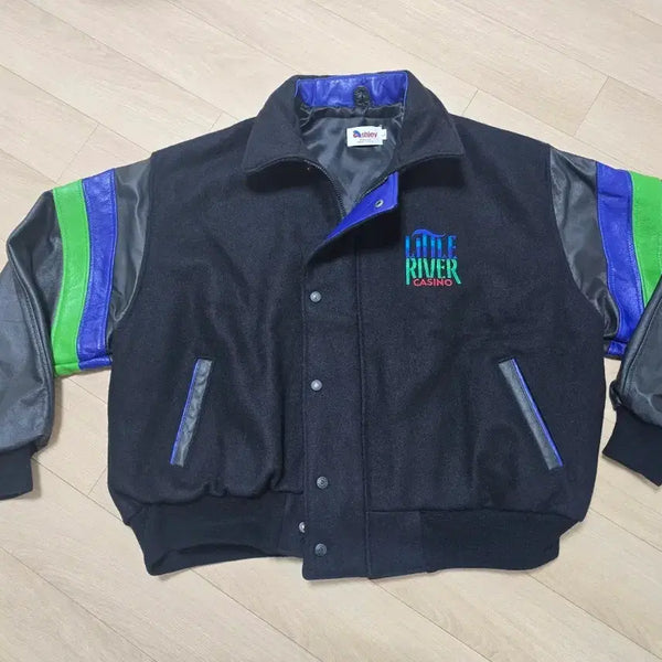[BUNJANG] Ashley 1999 Little River Casino Leather Varsity Jacket / Little River Casino 레더 바시티자켓 L