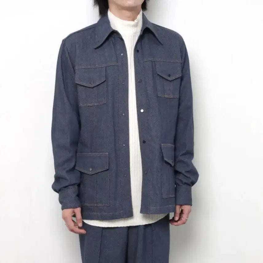 [BUNJANG] Sascot Fabrix Indigo Denim Bush Shirt Jacket / 사스콰치페브릭스 DENIM BUSH SHIRT JACKET [INDIGO