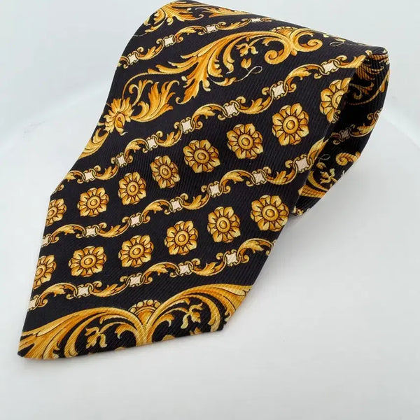 [BUNJANG] Versace Silk Necktie with Gold Pattern / 지아니 베르사체 넥타이