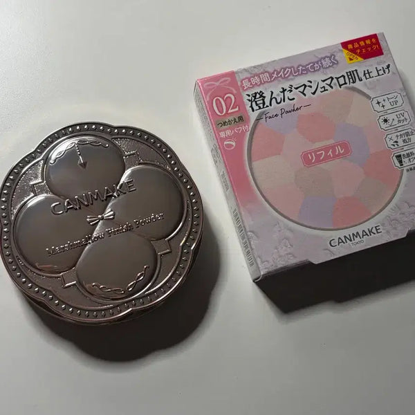 [BUNJANG] Canmake Marshmallow Finish Powder ML (Matte Light Ochre) with Able Bloom Refill (Sakura Churu) / 캔메이크 마시멜로 피니쉬 파우더 ML 본품 어블룸 02호 리필 일괄