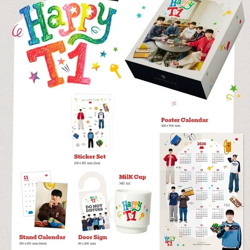 [BUNJANG] T1 2026 Happy Season's Greetings Calendar Bundle / 2026 Happy t1 해피티원 시그 달력 컵 일괄 판매
