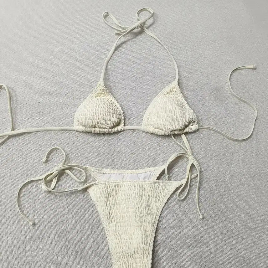 [BUNJANG] CIDER Ivory Shirring Bikini Set XS / CIDER 아이보리 셔링 비키니 세트 XS 44사이즈