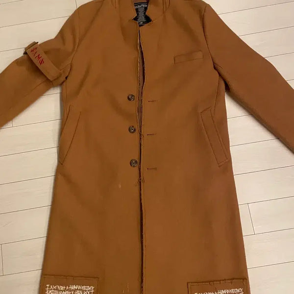 [BUNJANG] I AM NOT A HUMAN BEING Brown Embroidered Coat / 아이엠낫어휴먼비잉 브라운 코트