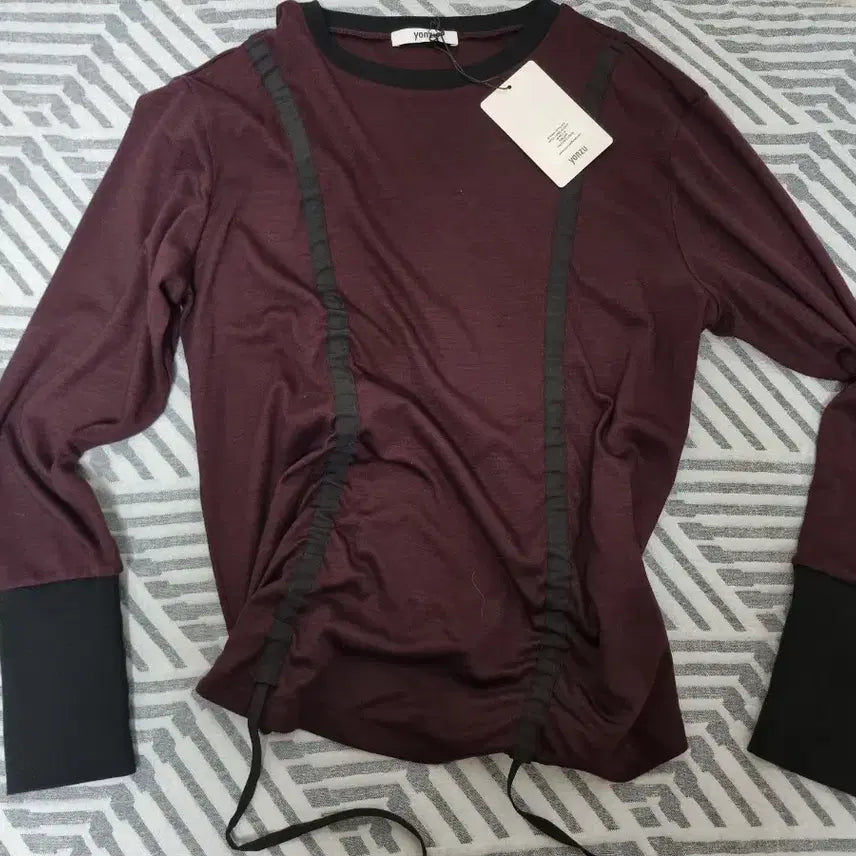 [BUNJANG] Yonzu Detailed Wool Long Sleeve (Wine, M) / yonzu STRING DETAILED WOOL LONG SLEEVE M