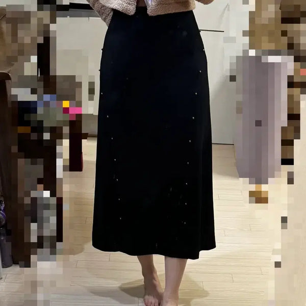 [BUNJANG] Derek Lam Studded Black Long Skirt / 55반 66 1회착 derek lam 데랙램 정가60만 치마 롱 스커트