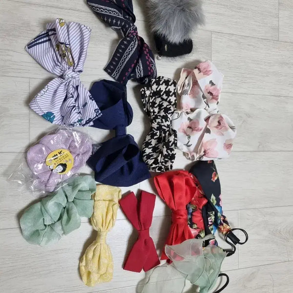 [BUNJANG] Hair Ties and Hair Pins Set (13 pieces) / 머리끈 머리핀 곱창끈 모두