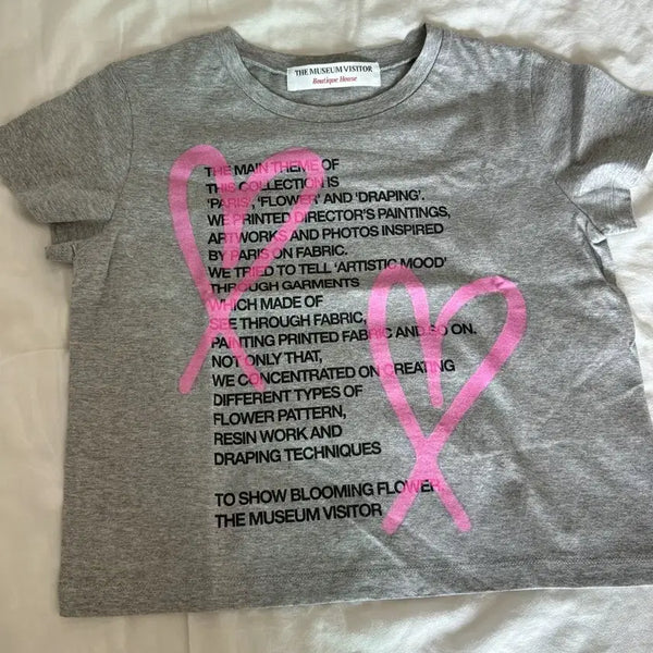 [BUNJANG] The Museum Visitor Heart Printing Short Sleeve T-shirt / 더뮤지엄비지터 하트 프린팅 반팔 티셔츠