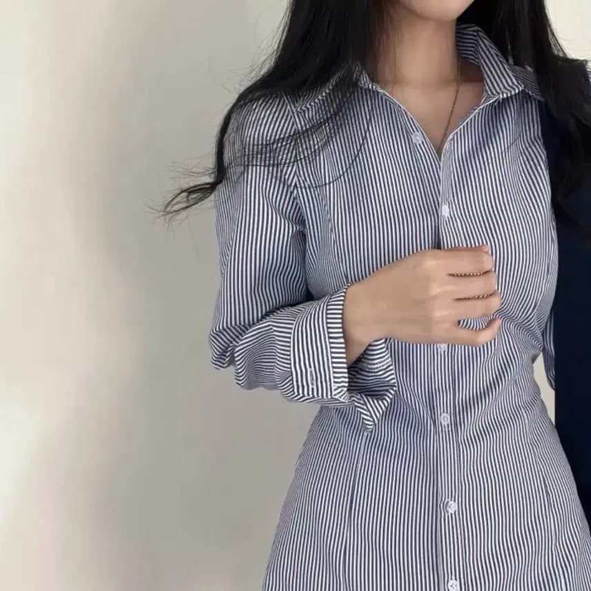 [BUNJANG] Stripe Shirt Dress / 스트라이프 셔츠 원피스