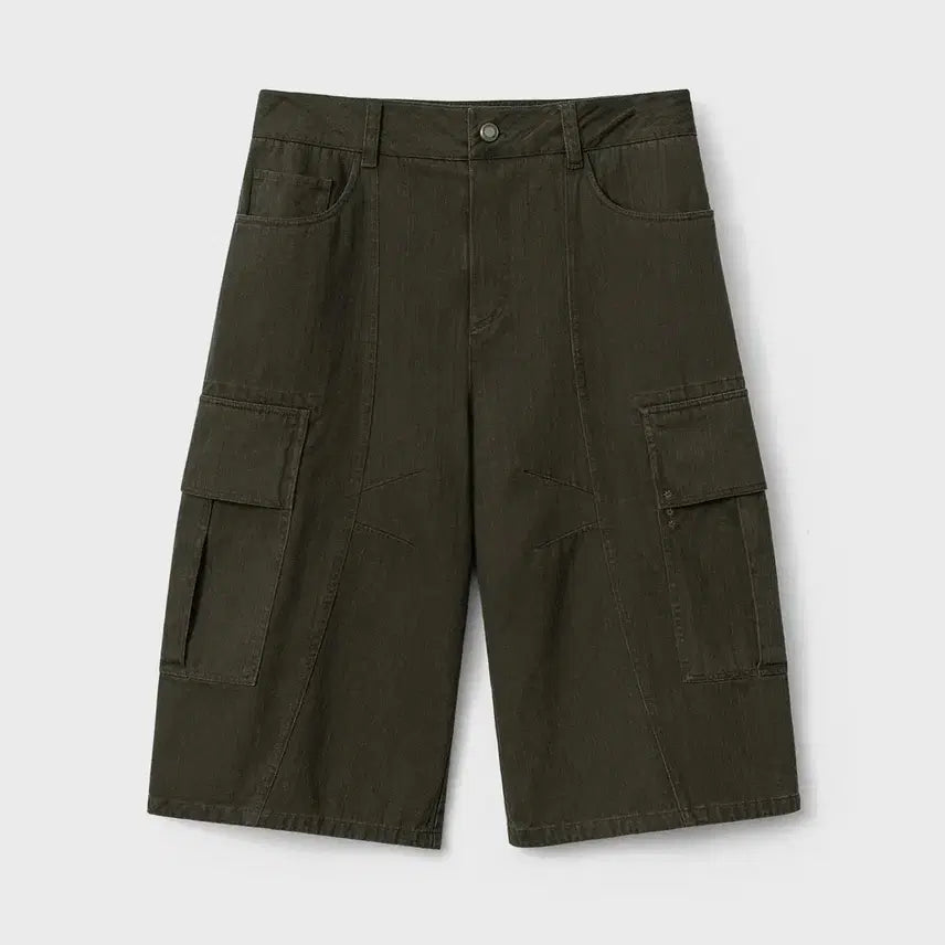 [BUNJANG] Bellier D-Tour Cargo Bermuda Pants (Washed Khaki) / 벨리에 - 디투어 카고 버뮤다 팬츠(워시드 카키)