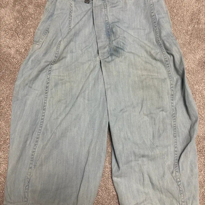 [BUNJANG] Henrik Vibskov 7/8 Wide Leg Light Wash Denim Pants / 헨릭 빕스코브 7부 와이드 연청 데님