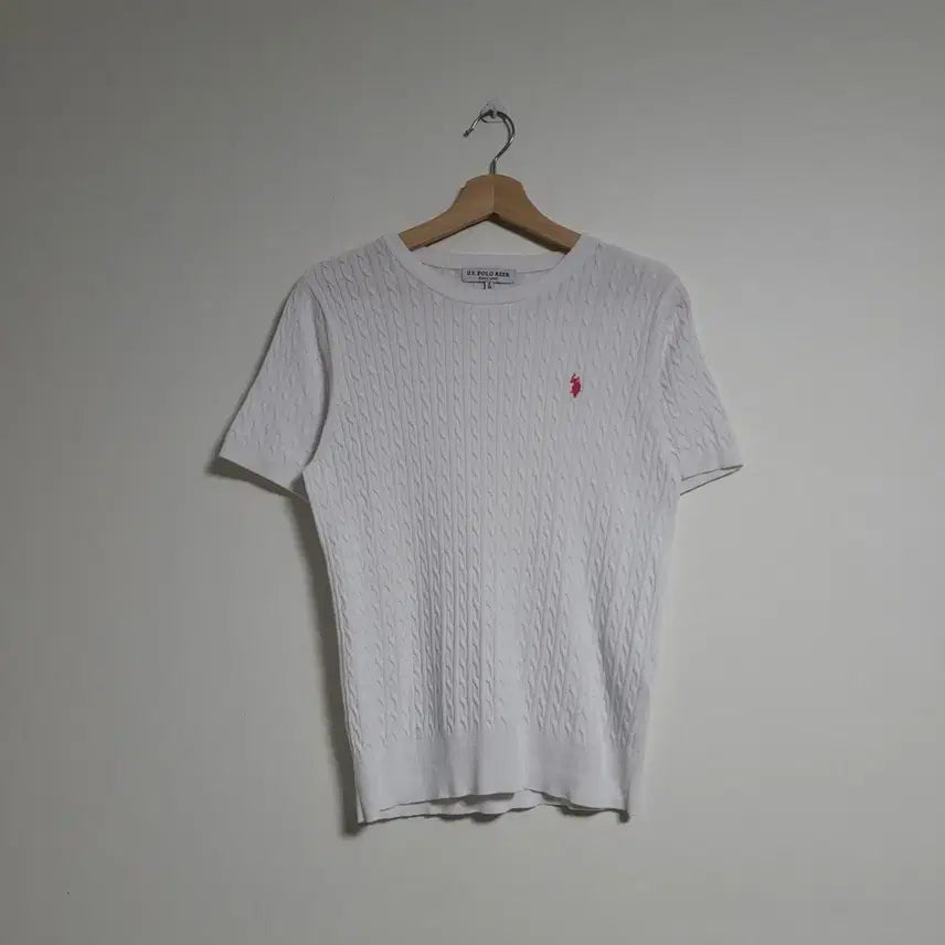 [BUNJANG] U.S. Polo Cable Knit Short Sleeve Top White Size S / (90) U.S.POLO 폴로아센 케이블 반팔 니트 화이트