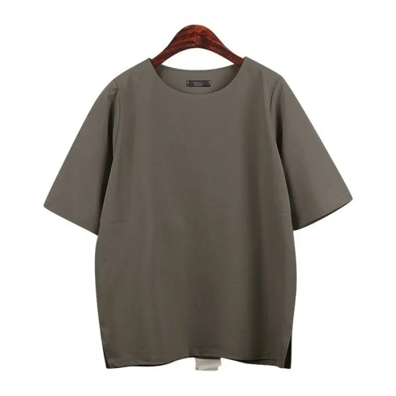 [BUNJANG] Color Block Back Detail Top - Khaki Grey / [새상품]뒤 배색 포인트 상의/카키그레이