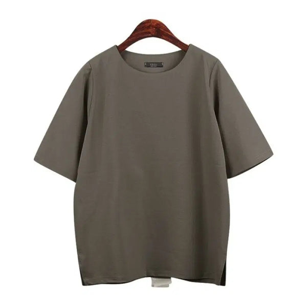 [BUNJANG] Color Block Back Detail Top - Khaki Grey / [새상품]뒤 배색 포인트 상의/카키그레이