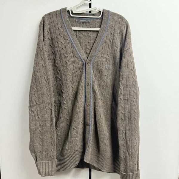 [BUNJANG] Hazzys Brown Cable Knit Cardigan 105 / 헤지스 브라운 꽈배기 니트 가디건 105