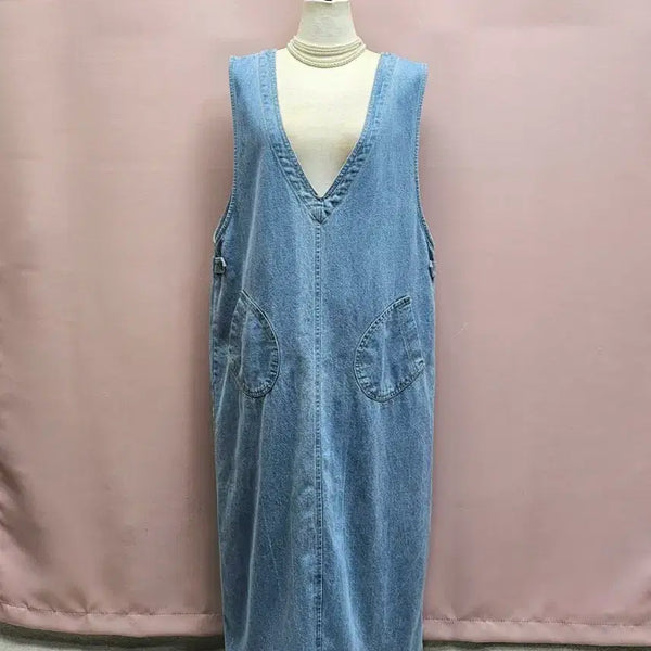 [BUNJANG] YANGV Denim Bustier Long Dress / 양브이 데님 뷔스티에 롱원피스
