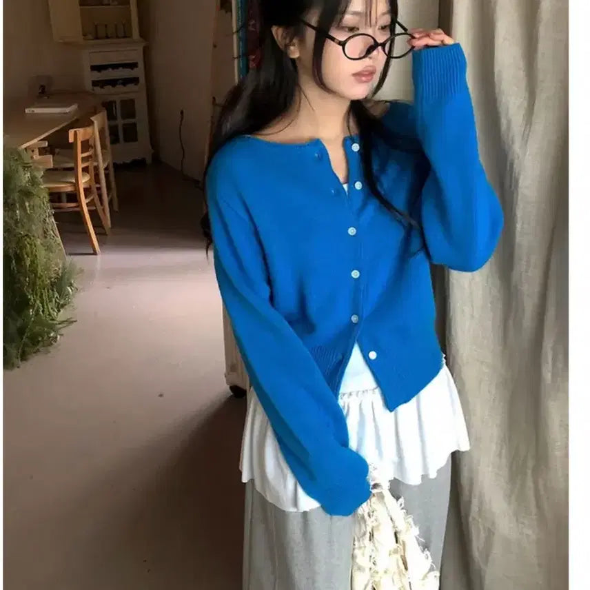 [BUNJANG] Wool Boatneck Cardigan - Cobalt Blue (Free Size) / 울보트넥 가디건 사이즈 free -코발트블루