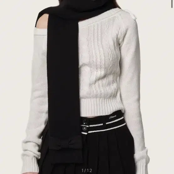 [BUNJANG] Clissier Ribbon Muffler Black / 클리시어 리본 머플러 블랙