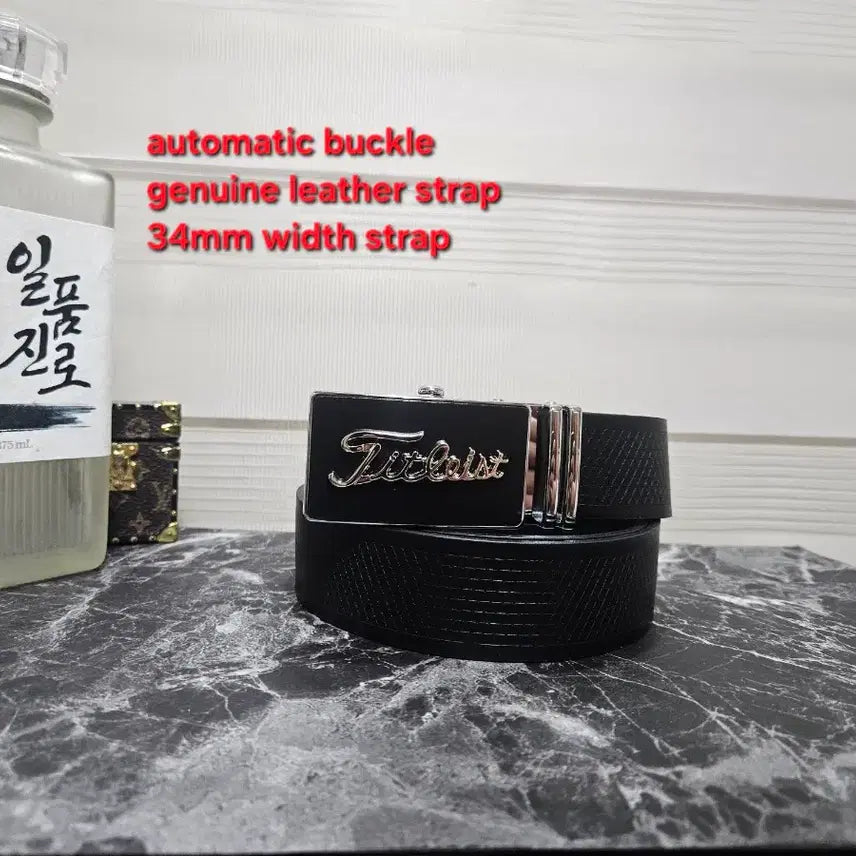 [BUNJANG] Titleist Golf Automatic Leather Belt Black / 타이틀 가죽 골프벨트 블랙