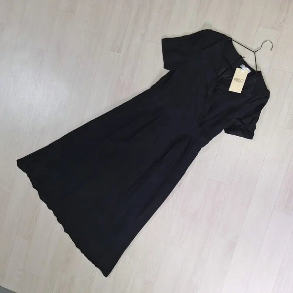 [BUNJANG] Wrinkle Black Long Sleeve Dress / 새상품)  링클 블랙롱원피스  반팔원피스 하객룩