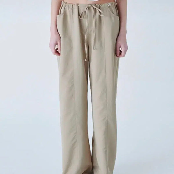[BUNJANG] Soft Seoul Pointed Label Cargo Pants - Beige / 소프트서울 POINTED LABEL CARGO PANTS_BEIGE