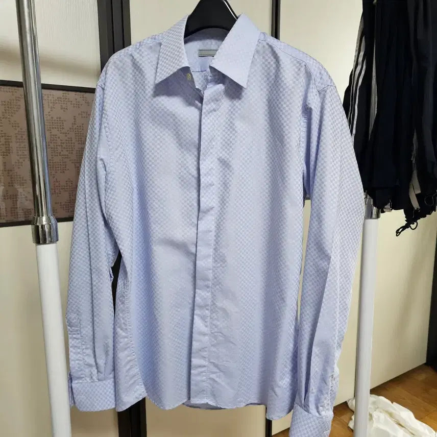 [BUNJANG] Light Blue Check Pattern Shirt / 체크 패턴 하늘색 남방